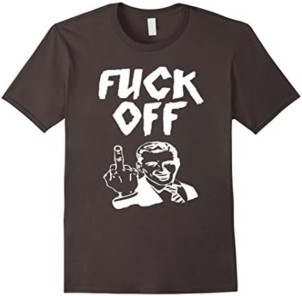 Men's Fuck Off Middle Finger Premium Swear Words Shirt 2XL Asphalt