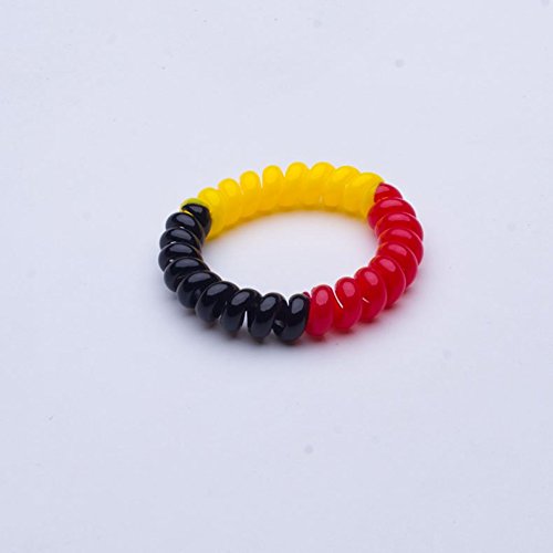 Haargummi Telefonkabel elastisch Fanartikel in Deutschlandfarben für die Fußball-EM 2016 (Kunststoff-Spirale) Haarschmuck Telefonhaargummi im 10er Set NEU