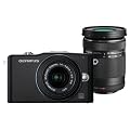 Olympus Pen E-PM1 Systemkamera (12 Megapixel, 7,6 cm (3 Zoll) Display, bildstabilisiert) schwarz mit 14-42mm und 40-150mm Objektiven schwarz