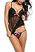 Avidlove Sexy Lingerie for Women Lace Babydoll Chemise Set Black L