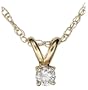 14k Yellow Gold Round Diamond 4-Prong Solitaire Pendant (1/10 ct, J, I2)