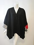 Cameleon womens black wool patch poncho sweater O/S