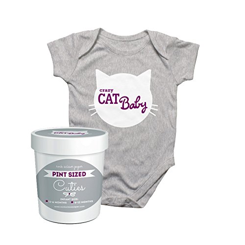 Pint Sized Cuties Grey Onesie Shirt Crazy Cat Baby Gift MEDIUM 6 Months