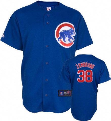 MLB Men's Chicago Cubs Carlos Zambrano Royal Alternate Short Sleeve 6 Button Synthetic Replica Baseball Jersey (Royal, XX-Large)