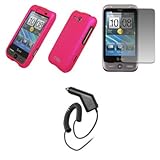 EMPIRE Hot Pink Rubberized Hard Case Cover + Screen Protector + Car Charger ....