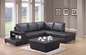 Trenton Contemporary Top Grain Black Leather Sectional With Magazine Rack Integrated into the Arm! NEW COLLECTION!