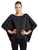 41HWILTcpbL. SL160  HKNB Heidi Klum for New Balance Womens Lightweight Dolman Sleeve Top Top, Black Heather, Large