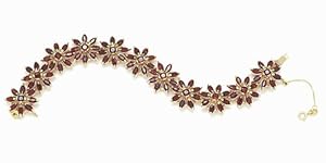 Gioie Women's Bracelet in Yellow 18k Gold with Red Cubic Zirconia, Cm 19, 41 Grams