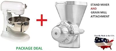 New Kitchenaid Stand Mixer 5-qt 450-w Kv25goxww and Kgma Grain Mill Attachment