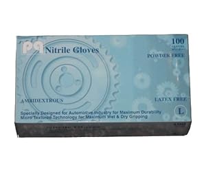 PQ Nitrile Gloves LARGE - Case of 6.5Mil Blue Nitrile Gloves - Each Case Contains 10 Boxes - Each Box contains 100 Gloves - Total of 1000 Gloves - Powder Free -