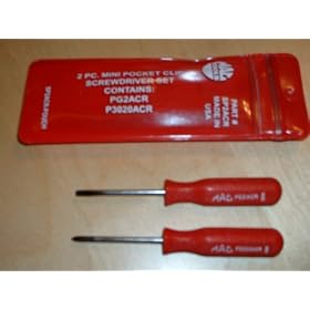 Mac Tools 2 Piece Mini Pocket Clip Screwdriver Set in Plastic Pouch