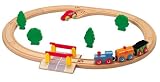 Nuchi Wooden Railway ~ 19-piece Oval Train Set w/ Crossing Barrier