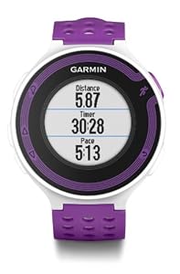Garmin Forerunner 220 GPS Running Watch with Colour Display with Soft Strap Heart Rate Monitor - White/Violet