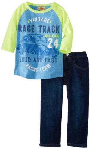 Kids Headquarters Boys 2-7 Top Width Sandblasted Denim Vintage Race Track