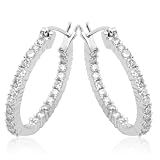 Diamond Hoop Earrings:10k White Gold Diamond Hoop Earrings (1.00 cttw, I-J Color, I3 Clarity)