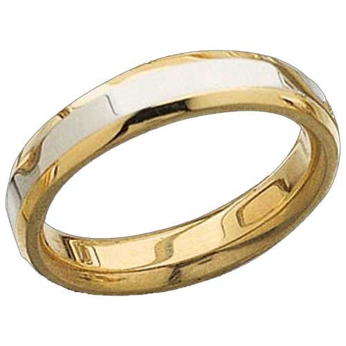 4 mm 18Kt. Yellow Gold and Platinum. Stylish Ladies' Wedding Band