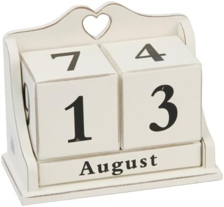 Home Living Vintage Style Heart Accented MDF Perpetual Calendar