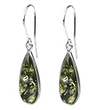 Sterling Silver Green Amber Drop Earrings
