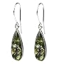 Sterling Silver Green Amber Drop Earrings