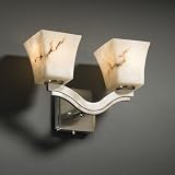 LumenAria Bend Two Light Wall Sconce Metal Finish: Dark Bronze, Shade Option: Round Flared