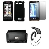 EMPIRE Black Leather Case Pouch with Belt Clip and Belt Loops + Black Rubbe ....