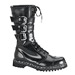 MENS Mid Calf Combat Boot Goth Boot Steel Toe 14 Eyelets 3 Strap Black Leather