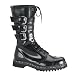 GRAVEL-14 MENS Mid Calf Combat Boot Goth Boot Steel Toe 14 Eyelets 3 Strap Black Leather PLEASER