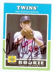Bert Blyleven Autographed/Hand Signed baseball card (Minnesota Twins) 2001 Upper Deck Decade #105