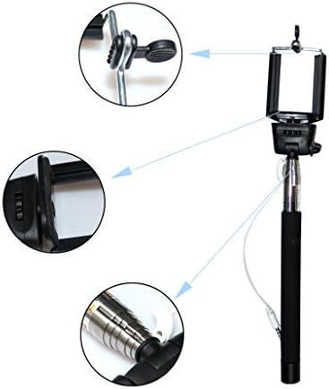 Self-portrait Monopod Extendable Wired Selfie Stick with Built-in Remote Shutter with Adjustable Phone Holder for Iphone 6, Iphone 6 Plus, Iphone 5 5s 5c, Android