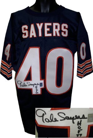 Gale Sayers Signed Chicago Bears Navy Prostyle Jersey HOF 77- Sayers Hologram