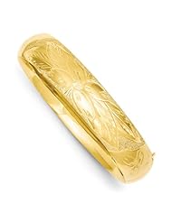 14k Yellow Gold 9/16 Lazer Cut Hinged Bracelet Bangle. Metal Wt- 19.18g