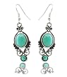 Retro Vintage Turquoise Dangle Filigree Earrings - 2" Drop