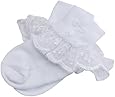 Infant White Baptism or Christening Socks with Cross for Baby Girl