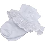 Infant White Baptism or Christening Socks with Cross for Baby Girl