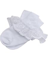 Infant White Baptism or Christening Socks with Cross for Baby Girl