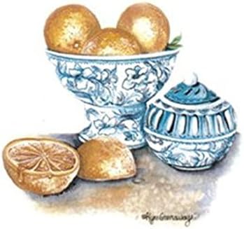 386 Blue Delft Fruit Bowl Waterslide Ceramic Decals By The Sheet (2" X 1 1/2" * 12 pcs)