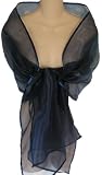 Navy Blue Organza Evening Wrap Shawl for Prom Wedding Bride
