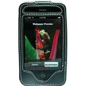 Premium Accessories Black leather case with Belt Clip iPhone 3G / iPhone 3GS 3G Speed. Screen protector included