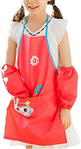 KM Kids' Cute Radio Printing Waterproof Art Drawing Apron (S, Rose)