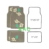 Set of 2 Universal Fit Hawaiian Low Back Front Bucket Seat Cover With Separate Headrest Cover for Seats - Grey Hawaii Hibiscus Floral Print
