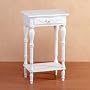 CARVED WOOD TOP WHITE SIDE NIGHT END TABLE SHABBY CHIC
