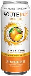 ACUTEfruit Natural Energy Drink, 100% Juice Energy, Orange Passion Fruit, 15.5-Ounce Cans (Pack of 12)