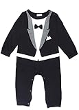 (コ-ランド) Co-land ベビー服 スーツ風 ロンパース 赤ちゃん カバーオール 新生児 長袖 春秋着 子供服 キッズ フォーマル 男の子 出産祝い 結婚式 写真撮影 ブラック 90