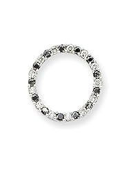 14k White Gold Black & White Diamond Pendant W/Chain