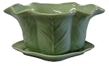 Chinese celadon planter with tray - cabbage leaf design