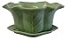 Chinese celadon planter with tray - cabbage leaf design