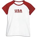 RAGLAN T-SHIRT WOMAN WHITE AND RED " USA FORENSIC SCIENTIST " Large