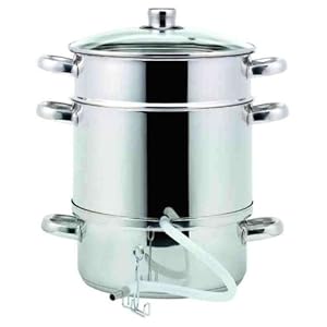 Induktions Entsafter aus Edelstahl Dampfgarer mit 3 Kammern Silikonschlauch mit Klammer Saft Auslauf Thermikboden 8 L Induktions Entsafter aus Edelstahl Dampfgarer mit 3 Kammern Silikonschlauch mit Klammer Saft Auslauf Thermikboden 8 L