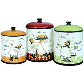 Fat Italian Chef Home Decor Kitchen Canister SET French Canisters 3 Three Chefs Cooks