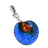 Titanium Collection Certified Genuine Honey Amber and Sterling Silver Flower Large Pendant